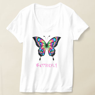 V-Neck T - Shirt Butterfly