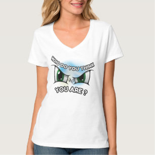 V-Neck T - Shirt : Wer denkst du (weiß)