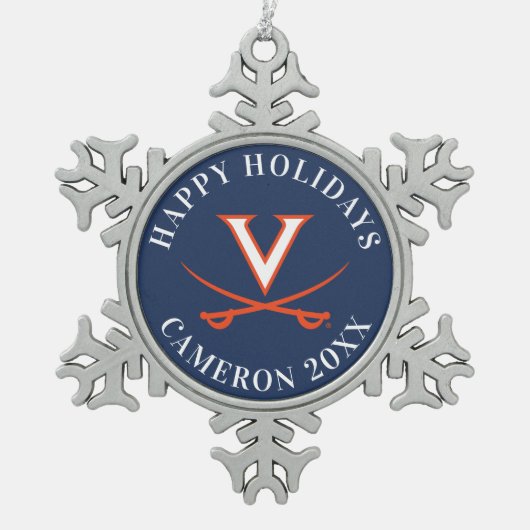 V Säbel Schneeflocken Zinn-Ornament (Vorderseite)