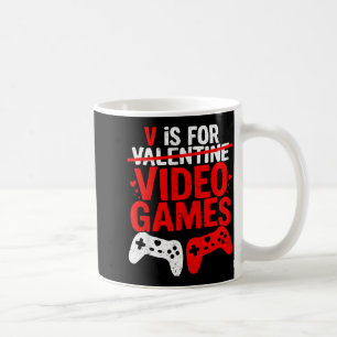 V steht für lustige Valentinskarten für Videospiel Kaffeetasse