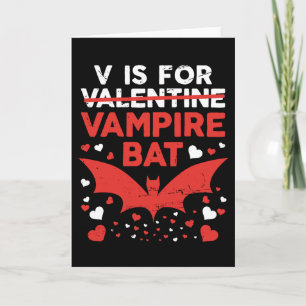 V steht für lustigen Valentinstag-Vampirfledermaus Karte