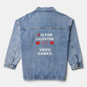 V steht für Valentinstag-Videospiele Jeansjacke