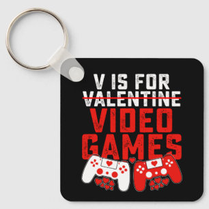 V steht für Videospiele Gaming Gamer Valentinstag Schlüsselanhänger