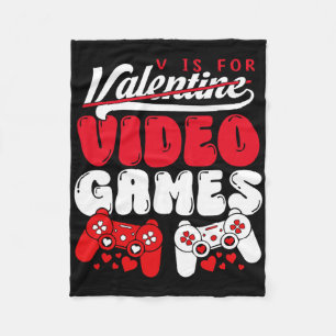 V steht für Videospiele Lustiger Valentinstag Game Fleecedecke