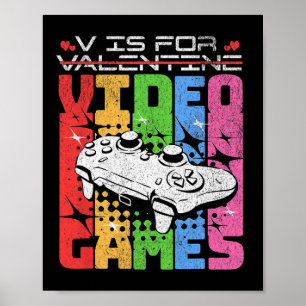 V steht für Videospiele Lustiger Valentinstag Game Poster