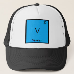V - Symbol-T-Shirt für militärische Chemieelemente Truckerkappe