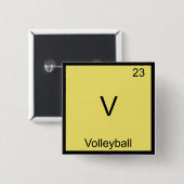 V - T-Shirt "Volleyball Funny Chemistry Element" Button (Vorne & Hinten)