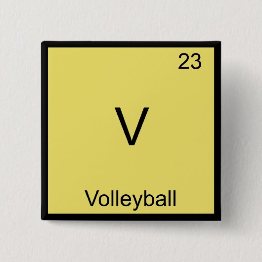 V - T-Shirt "Volleyball Funny Chemistry Element" Button (Vorderseite)