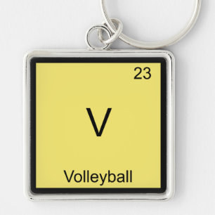 V - T-Shirt "Volleyball Funny Chemistry Element" Schlüsselanhänger