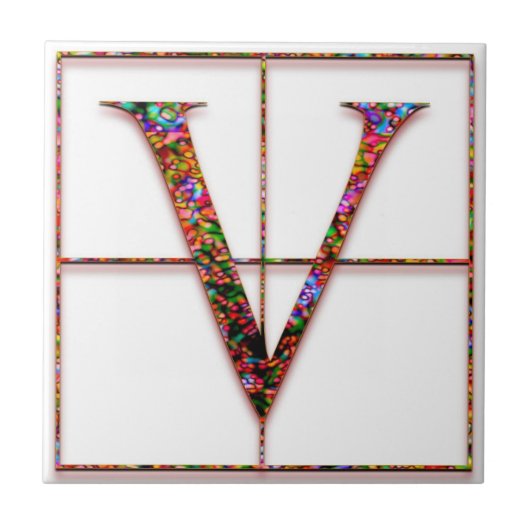 V Trajanus Red Custom Monogram Tile Fliese (Vorderseite)
