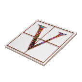 V Trajanus Red Custom Monogram Tile Fliese (Seite)