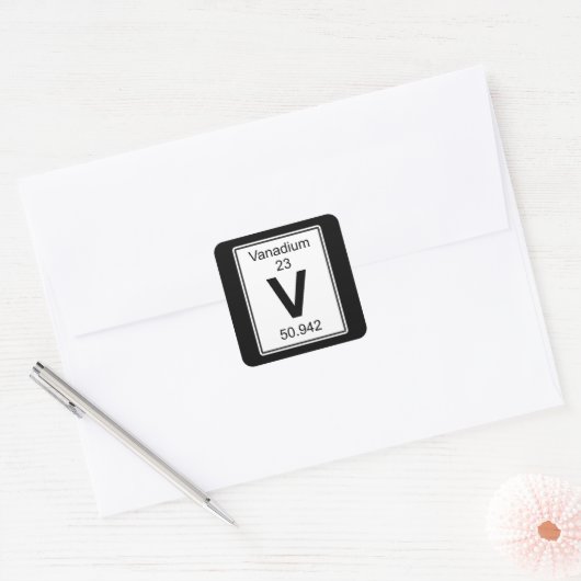V - Vanadium Quadratischer Aufkleber (Umschlag)