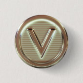 V - Vegane Buchstaben 1/5 Button (Vorderseite)