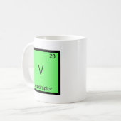 V - Velociraptor-lustiges Chemie-Element-Symbol Kaffeetasse (Vorderseite Links)