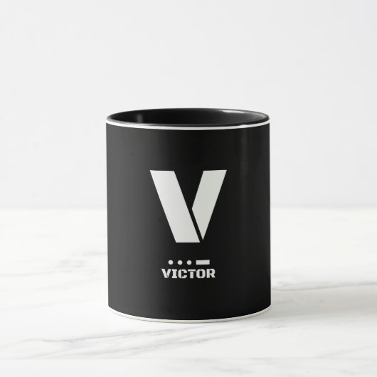 V(Victor) NATO Phonetischer Alphabet & Morse Code Tasse (Zentrum)