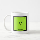 V - Vivaldi lustiger Chemie-Element-Symbol-T - Kaffeetasse (Links)