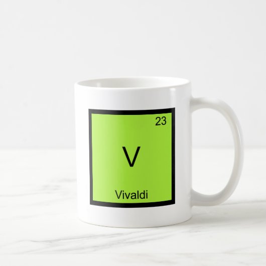 V - Vivaldi lustiger Chemie-Element-Symbol-T - Kaffeetasse (Rechts)