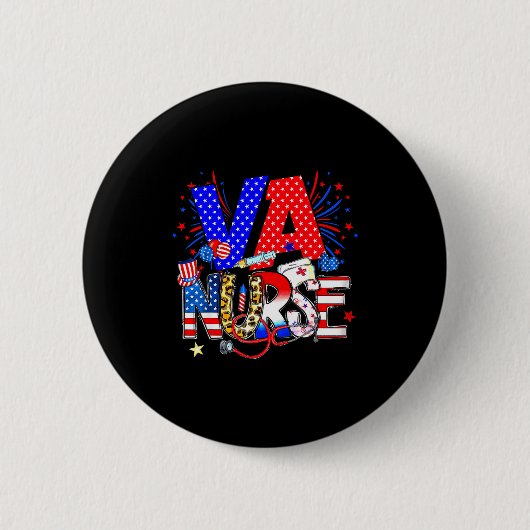 Va Nurse 4th Of July American Flag Stethoscope  Button (Vorderseite)