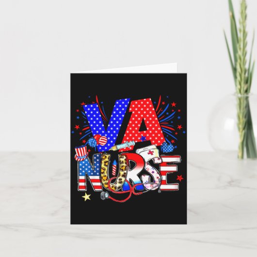 Va Nurse 4th Of July American Flag Stethoscope Karte (Vorderseite)