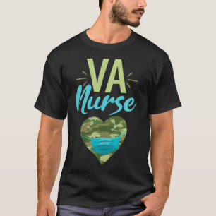 Va Nurse Heart Camouflage Camouflage Facemask Rn T-Shirt