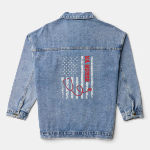 VA Nurse Patriotic Vintag USA Flag Real American Jeansjacke