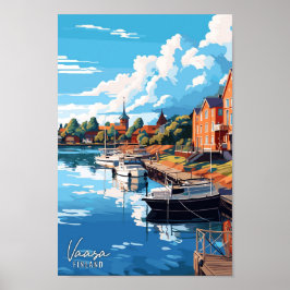 Vaasa Finland Art Vintage Travel Illustration Poster