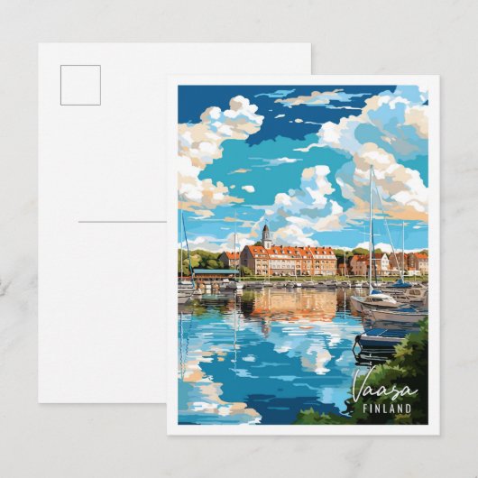 Vaasa Finland Vintage Illustration Postkarte (Vorne/Hinten)