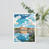 Vaasa Finland Vintage Illustration Postkarte (Stehend Vorderseite)