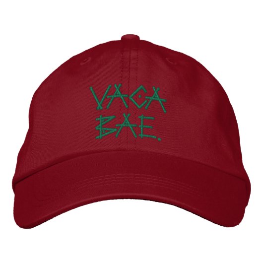 Vaca Bae Stone Age Script Trending Hat Bestickte Baseballkappe (Vorderseite)
