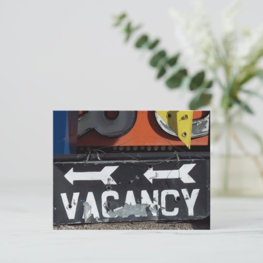Vacancy Sign Postkarte (Stehend Vorderseite)