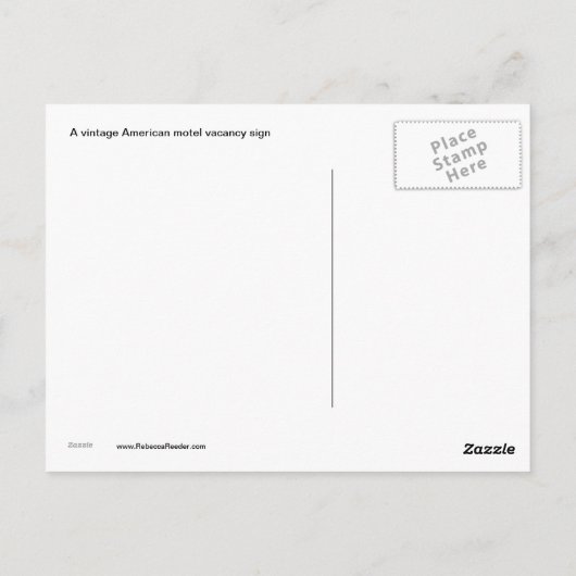 Vacancy Sign Postkarte (Rückseite)