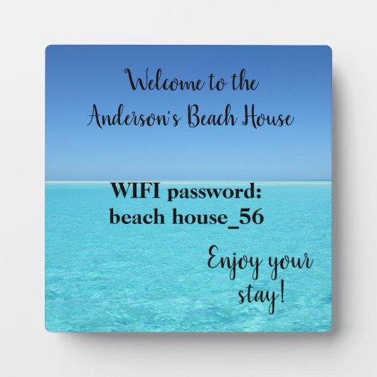 Vacation Beach Zuhause WIFI-Informationskennwort Fotoplatte (Vorderseite)
