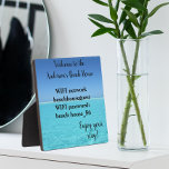 Vacation Beach Zuhause WIFI-Informationskennwort Fotoplatte<br><div class="desc">Dieses Design wurde mithilfe digitaler Kunst erstellt. Es kann in dem Bereich personalisiert sein, der durch Ändern des Fotos und/oder Textes bereitgestellt wird. Oder es kann durch Klicken angepasst werden, um weitere Optionen anzupassen, um die Hintergrundfarbe zu löschen oder zu ändern, um Text hinzuzufügen, die Textfarbe oder den Textstil zu...</div>
