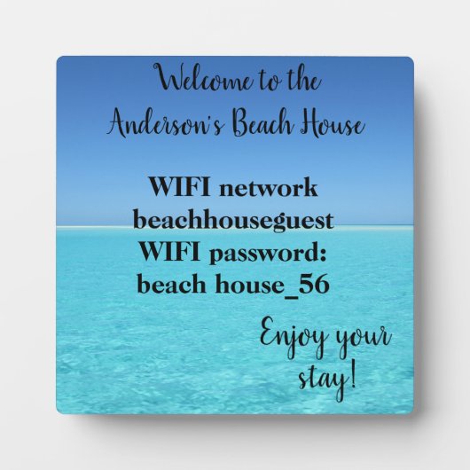 Vacation Beach Zuhause WIFI-Informationskennwort Fotoplatte (Vorderseite)