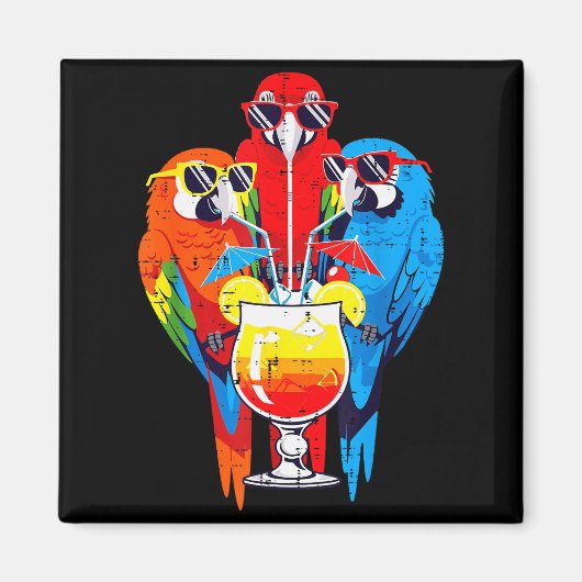 Vacation Birds Sungles Tail Parrots Summer Women M Magnet (Vorne)