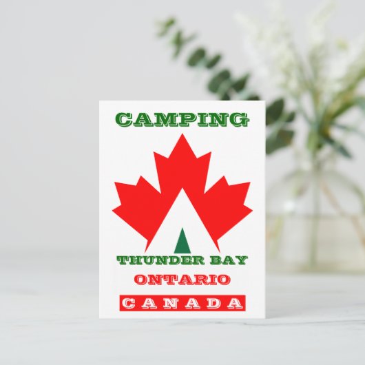 Vacation Camp Postcard Canada Maple Leaf Zelt PC Postkarte (Stehend Vorderseite)