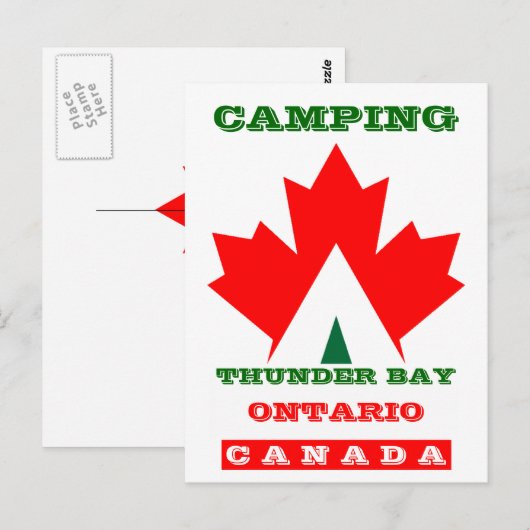 Vacation Camp Postcard Canada Maple Leaf Zelt PC Postkarte (Vorne/Hinten)