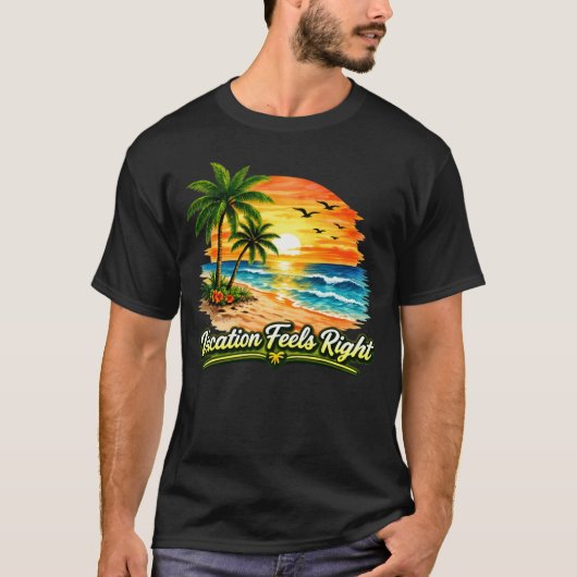 Vacation Feels Right Dark Cotton T-Shirt USA (Vorderseite)