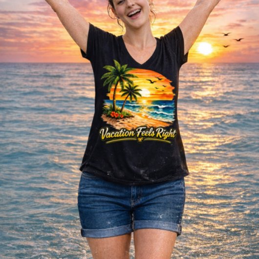 Vacation Feels Right Island V-Neck Shirt USA