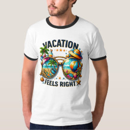 Vacation Feels Right Ringer T-Shirt USA