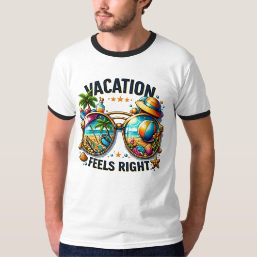 Vacation Feels Right Ringer T-Shirt USA (Vorderseite)