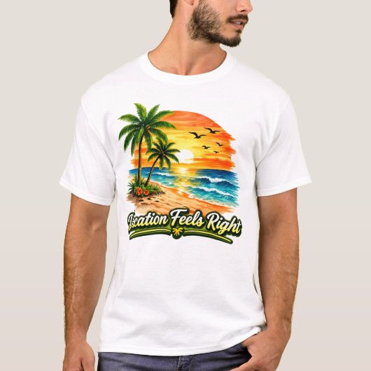Vacation Feels Right Unisex Basic T-Shirt USA (Vorderseite)