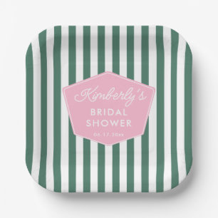 Vacation Glamour der 1950er Jahre Pink Green Braut Pappteller