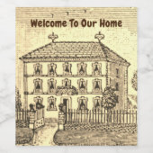 Vacation House Vintag Sepia House Gast Willkommen Weinetikett (Einzelnes Label)