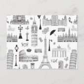 Vacation in Europe Pattern Postkarte (Vorderseite)