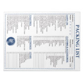 Vacation Packing List, Personalized Globe Monogram Notizblock (Vorderseite)