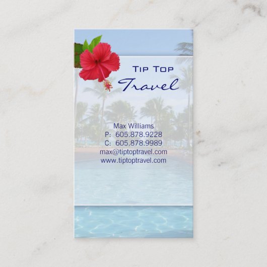 Vacation Palm Tree Hibiskus Business Card Visitenkarte (Vorderseite)