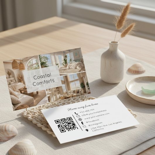 Vacation Rental Beach House QR Code Business Card Visitenkarte