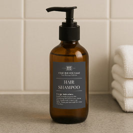 Vacation Rental Black Monogram Hair Shampoo Label Lebensmitteletikett