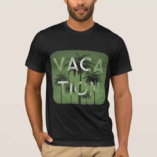 Vacation Typografy Graphic Green White T - Shirt (Vorderseite)